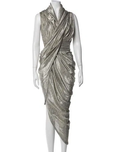 Pre-owned Balmain Patterned Midi Length Dress In Multicolor