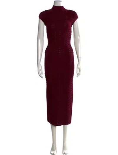 Pre-owned Balmain Patterned Midi Length Dress W/ Tags In Burgundy