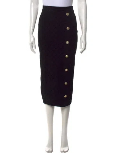 Pre-owned Balmain Patterned Midi Length Skirt In Black