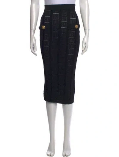 Pre-owned Balmain Patterned Midi Length Skirt In Black