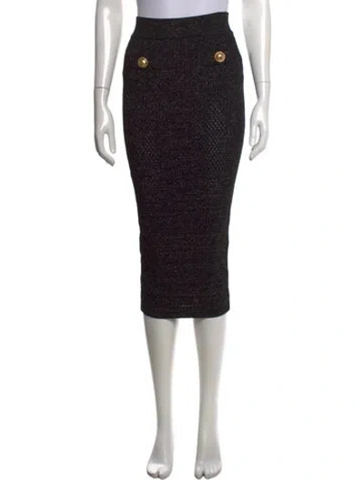 Pre-owned Balmain Patterned Midi Length Skirt In Black/metallic