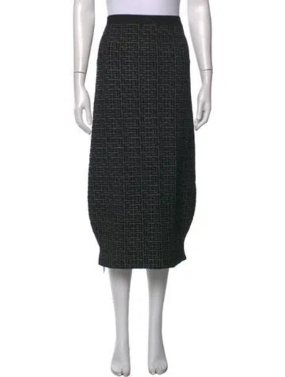 Pre-owned Balmain Patterned Midi Length Skirt In Black/metallic