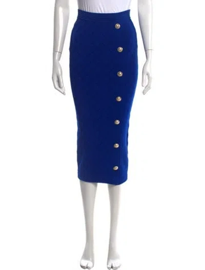 Pre-owned Balmain Patterned Midi Length Skirt In Blue