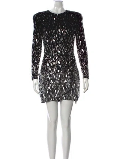 Pre-owned Balmain Patterned Mini Dress In Black