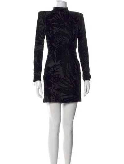 Pre-owned Balmain Patterned Mini Dress In Black