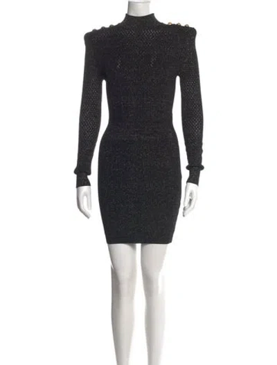 Pre-owned Balmain Patterned Mini Dress In Black
