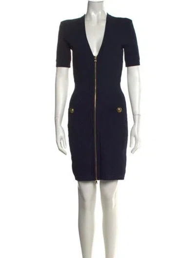 Pre-owned Balmain Patterned Mini Dress In Black