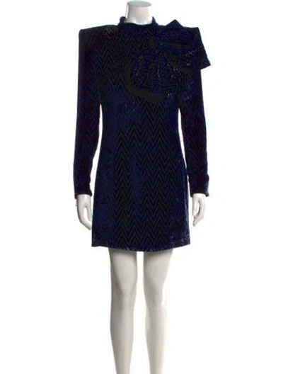 Pre-owned Balmain Patterned Mini Dress In Black