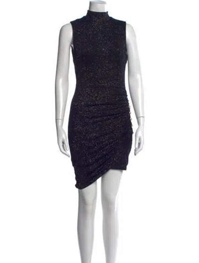Pre-owned Balmain Patterned Mini Dress In Black
