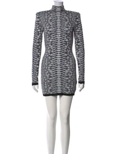 Pre-owned Balmain Patterned Mini Dress In Black/white