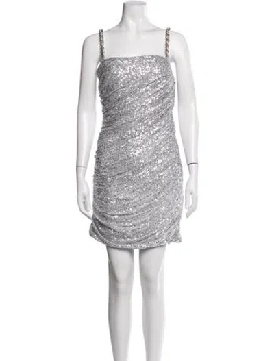 Pre-owned Balmain Patterned Mini Dress In Metallic