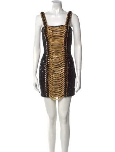 Pre-owned Balmain Patterned Mini Dress In Multi