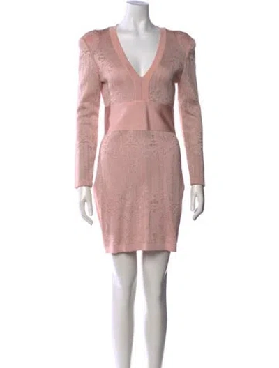 Pre-owned Balmain Patterned Mini Dress In Pink