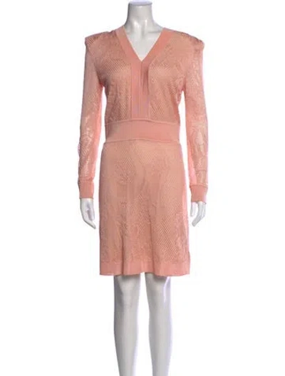 Pre-owned Balmain Patterned Mini Dress In Pink
