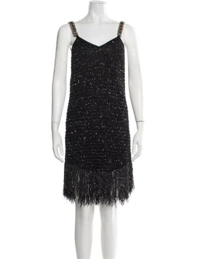 Pre-owned Balmain Patterned Mini Dress W/ Tags In Black