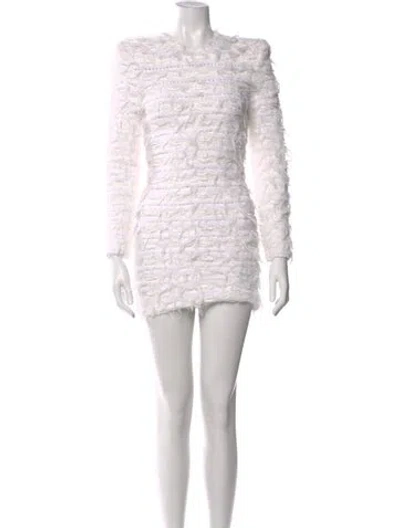 Pre-owned Balmain Patterned Mini Dress In White