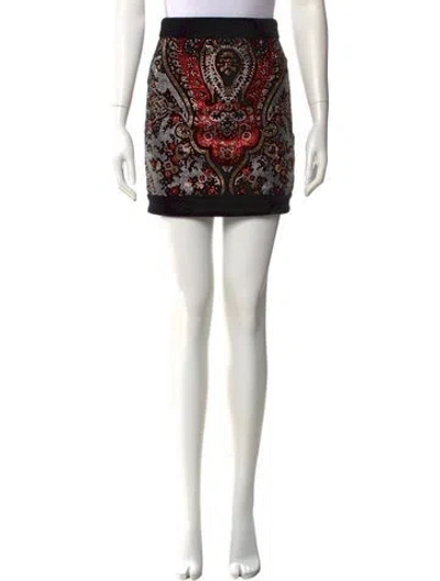 Pre-owned Balmain Patterned Mini Skirt In Black