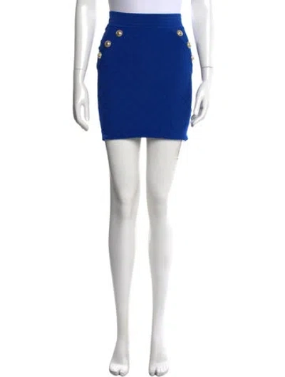 Pre-owned Balmain Patterned Mini Skirt In Blue