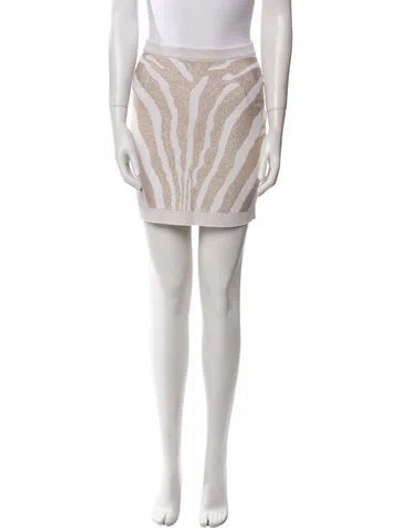 Pre-owned Balmain Patterned Mini Skirt In White
