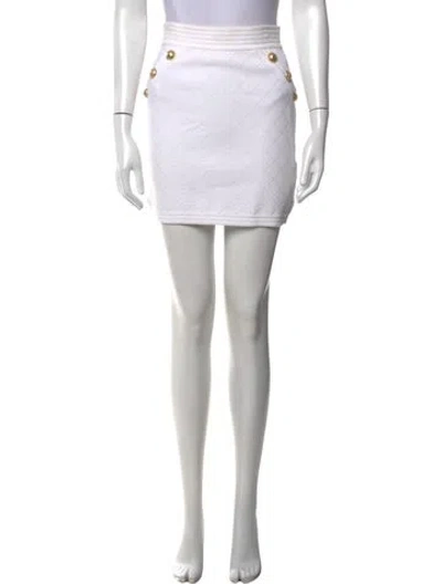 Pre-owned Balmain Patterned Mini Skirt In White