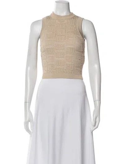 Pre-owned Balmain Patterned Mock Neck Sweater In Neutral