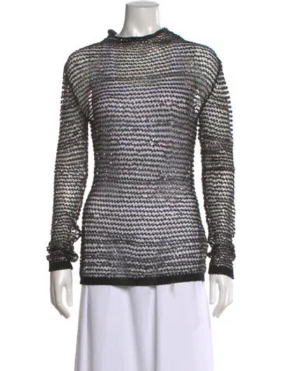 Pre-owned Balmain Patterned Mock Neck Top In Black