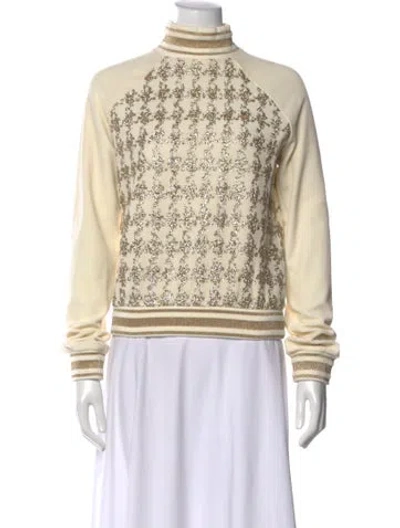Pre-owned Balmain Patterned Mock Neck Top In Neutral