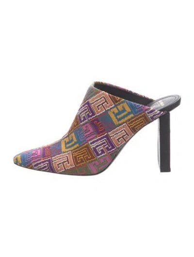 Pre-owned Balmain Patterned Mules In Purple