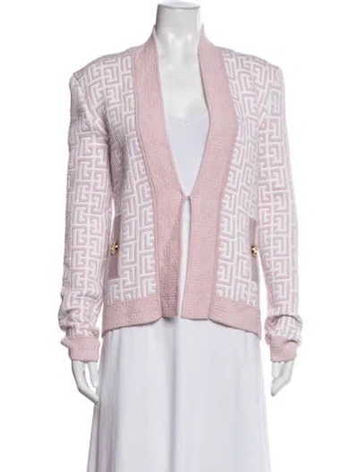 Pre-owned Balmain Patterned Open Front Sweater In White