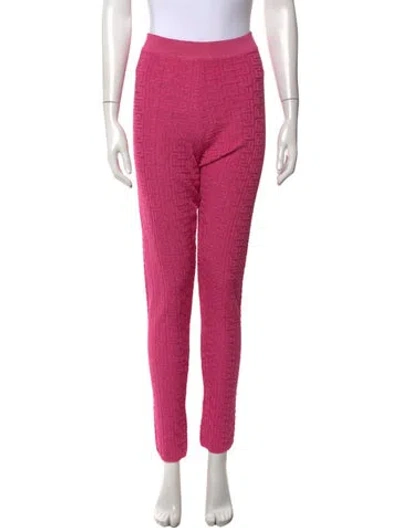 Pre-owned Balmain Patterned Skinny Leg Pants In Pink