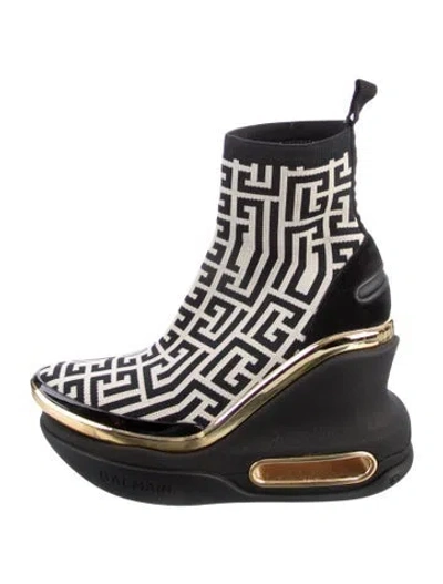 Pre-owned Balmain Patterned Sock Boots