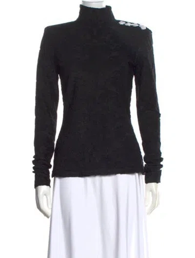 Pre-owned Balmain Patterned Turtleneck Top W/ Tags In Black