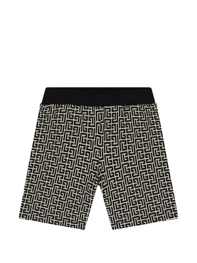 Balmain Patterned Waistband Shorts In Black