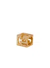 Balmain Pb 3d Rhinestone Cube Ring In Gold