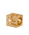 Balmain Pb 3d Rhinestone Cube Ring In Gold