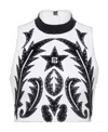 Balmain Pb Baroque Crop Top In White