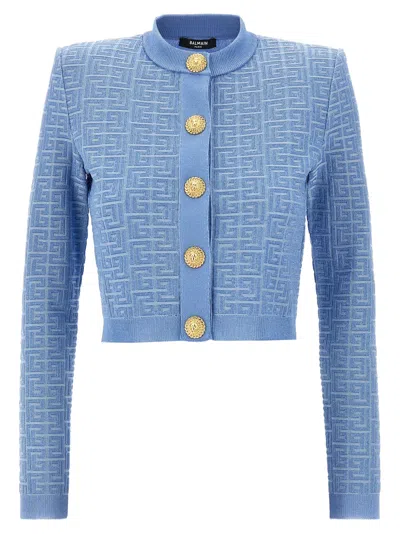 Balmain Pb Cardigan In Blue