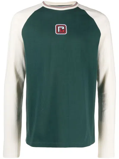Balmain Langarmshirt Mit Pb-stickerei In Green