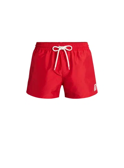 Balmain Pb Embroidered Swim Shorts In Red