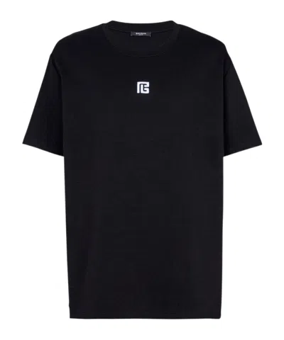 Balmain Logo Embroidered Crewneck T-shirt In Black