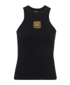 Balmain Sleeveless Top With Pb In Black