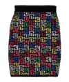 Balmain Multicolor Pb-intarsia Knitted Mini Skirt In Black