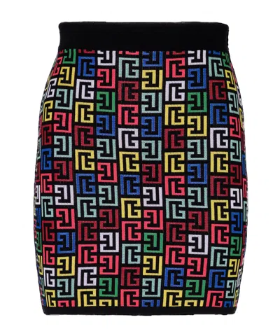 BALMAIN BALMAIN POP MONOGRAM KNIT SKIRT
