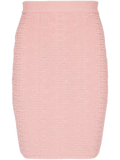 BALMAIN PB-INTARSIA KNITTED MINI SKIRT