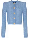 Balmain Pb Labyrinth Knitted Cropped Cardigan In Blau