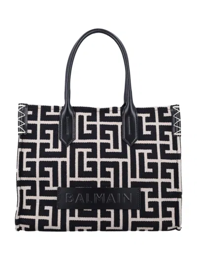 Balmain B-army Shopper 36 Bag In Pb Labyrinth Jacquard In Multicolor