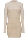 Balmain Labyrinth Monogram Long-sleeved Dress In Neutrals