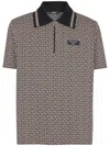Balmain Men Labyrinth Polo Shirt With Jacquard Effect In Brown