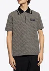 Balmain Labyrinth Polo Shirt With Jacquard Effect In Beige