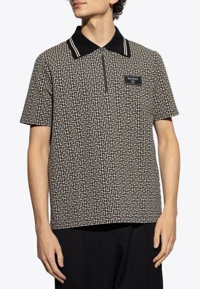 BALMAIN PB LABYRINTH JACQUARD POLO T-SHIRT